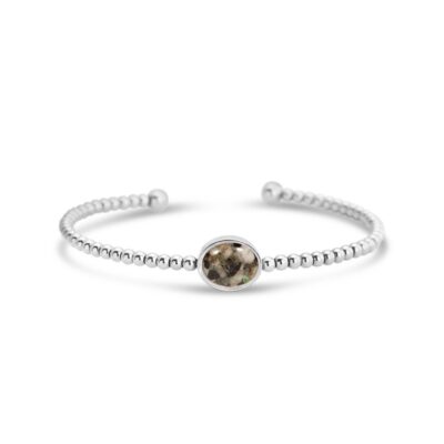 Jewelry Dune Jewelry  | Beaded Cuff Bracelet – Oval – Silver
