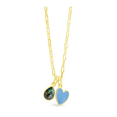 Jewelry Dune Jewelry  | Travel Treasures Customizable Blue Heart Necklace Set – 14K Gold Vermeil