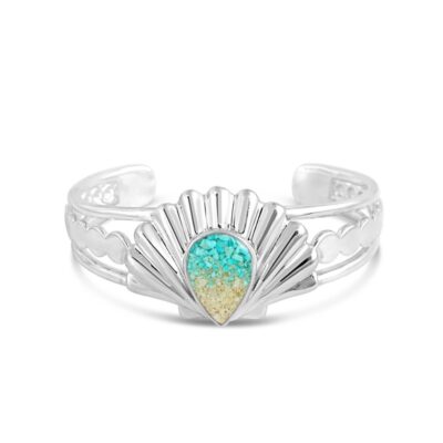 Jewelry Dune Jewelry  | Coastal Shell Boho Cuff Bracelet – Turquoise Gradient