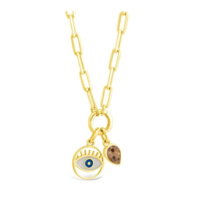 Jewelry Dune Jewelry  | Travel Treasures Evil Eye Custom Charm Holder Necklace Set – 14K Gold Vermeil