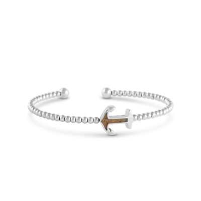 Jewelry Dune Jewelry  | Beaded Cuff Bracelet – Anchor – Silver