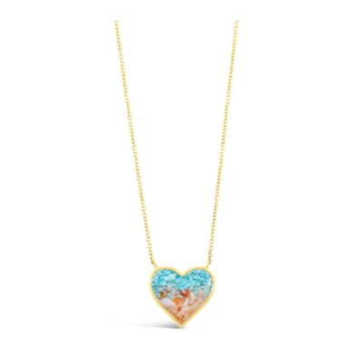 Jewelry Dune Jewelry  | Full Heart Stationary Necklace – 14K Gold – Turquoise Gradient
