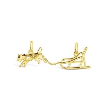 Jewelry Dune Jewelry  | Collectible Travel Treasures Sled Dog Charm – 14K Gold Vermeil