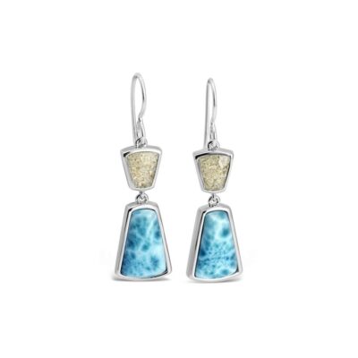 Jewelry Dune Jewelry  | Modern Metal Drop Earrings Larimar And Sand