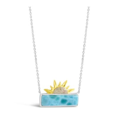 Jewelry Dune Jewelry  | Sun Splash Bar Two Tone Necklace – Larimar And Sand