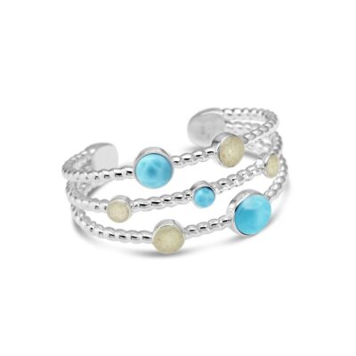 Jewelry Dune Jewelry  | Seven Bezel Cuff Bracelet – Larimar And Sand