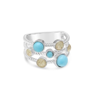 Jewelry Dune Jewelry  | Seven Bezel Ring – Larimar And Sand