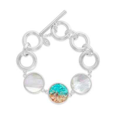 Jewelry Dune Jewelry  | Eternity Toggle Bracelet With Mother Of Pearl – Turquoise Gradient