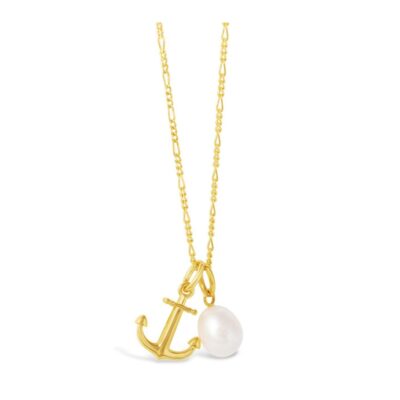 Jewelry Dune Jewelry  | Collectible Travel Treasures Anchor & Pearl Necklace Set – 14K Gold Vermeil