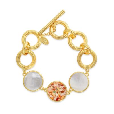 Jewelry Dune Jewelry  | Eternity Toggle Bracelet With Mother Of Pearl – Gold